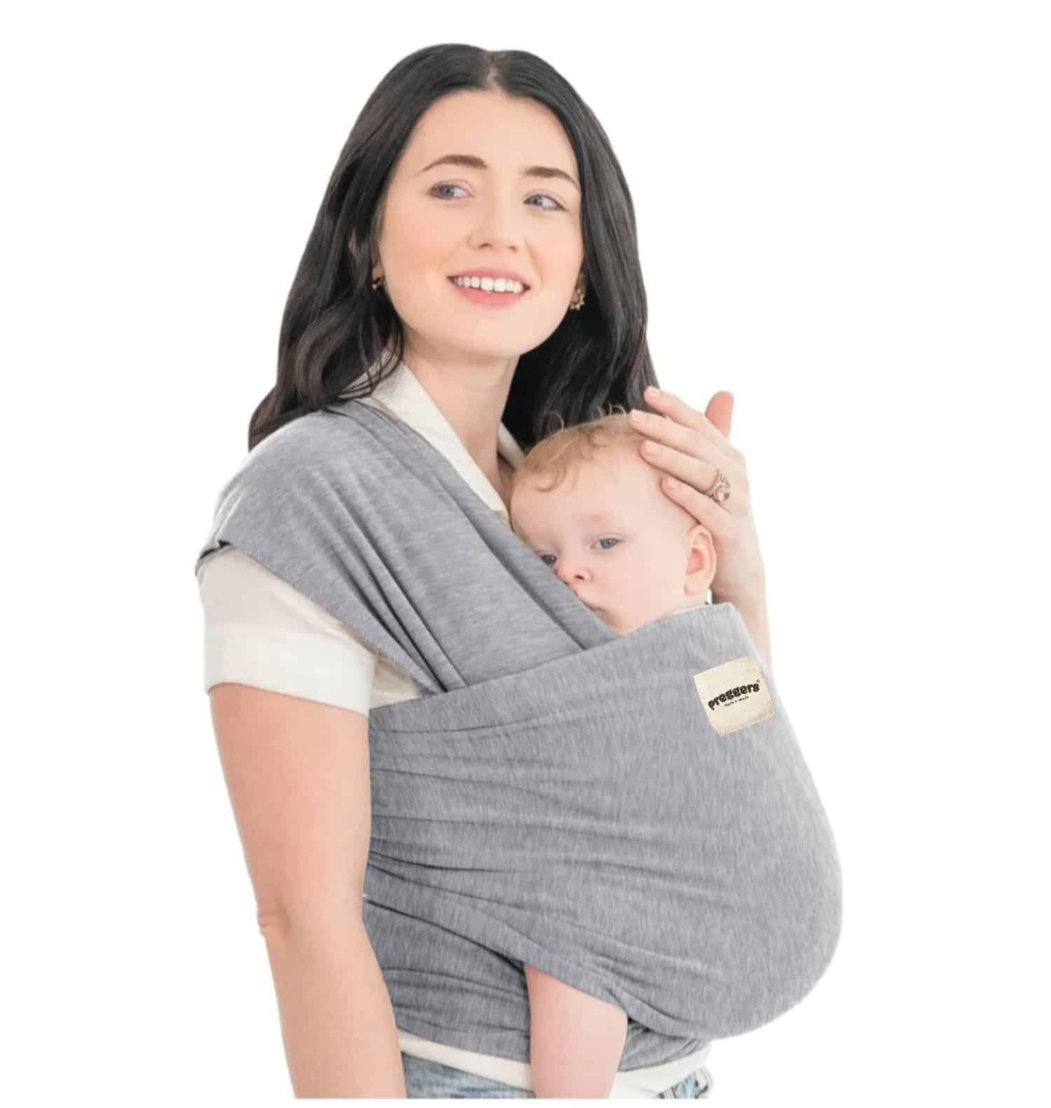 Baby wrap carrier with rings-Stone